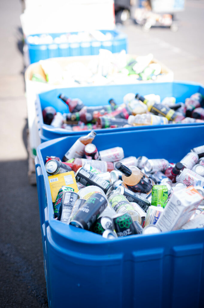 bins with a variety of beverages