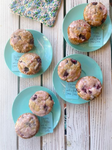 blueberry muffins on plates