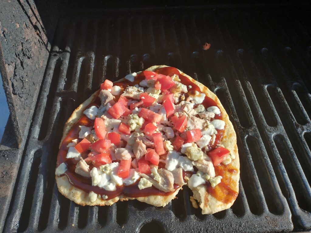 pizza on a grill
