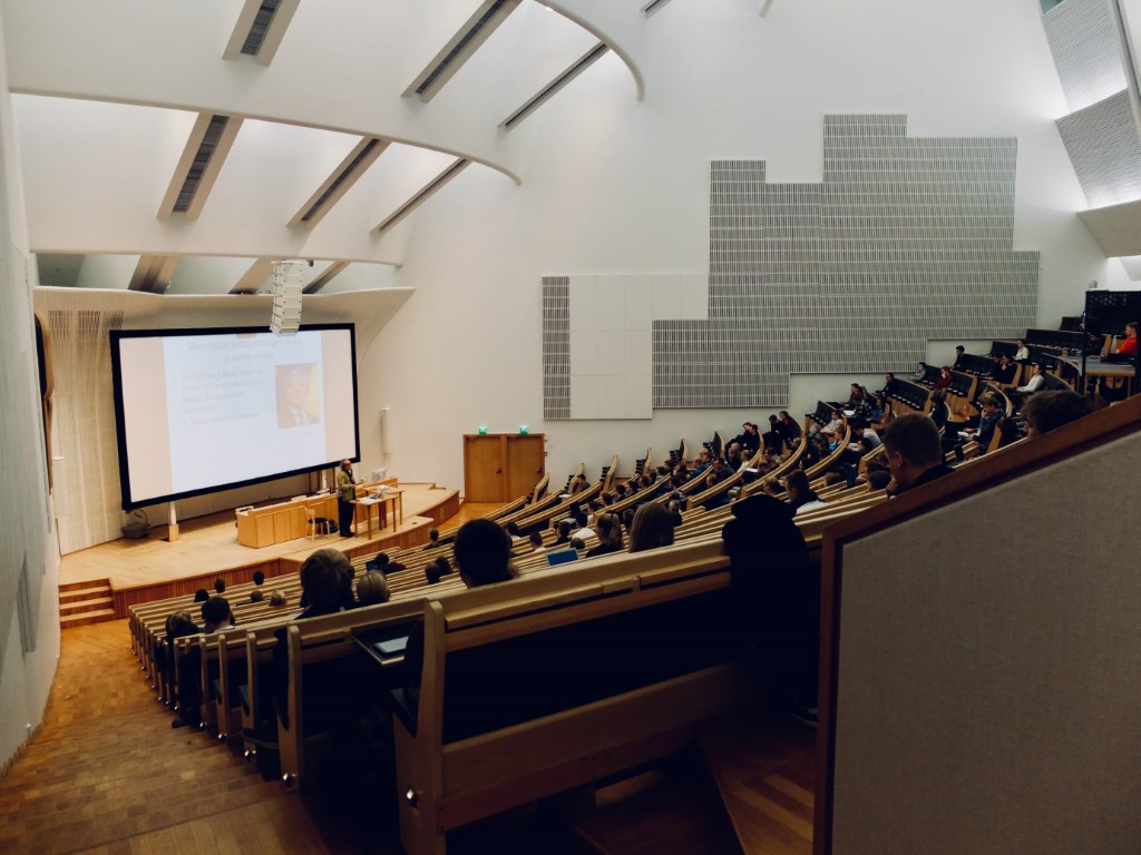 students in a college classroom