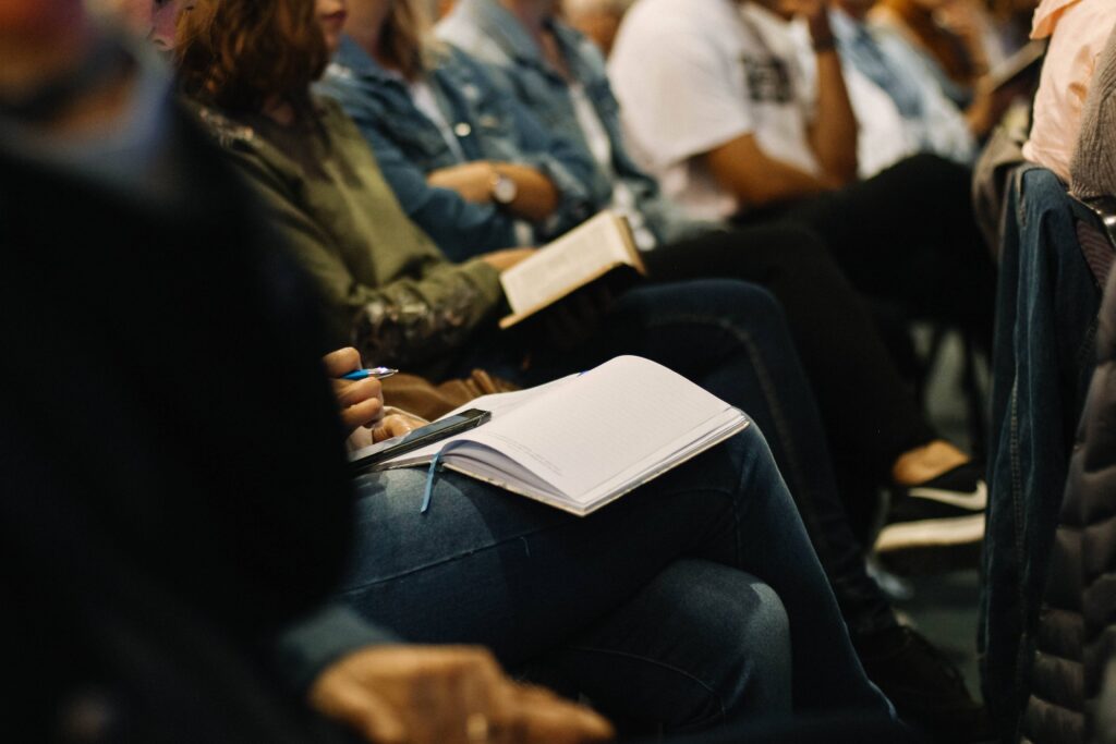 students taking notes in a class