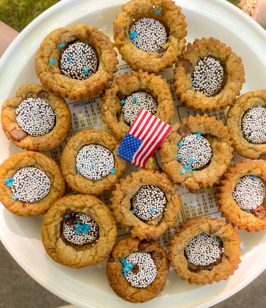 blondies with treat and flag on top