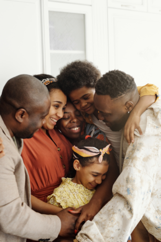 happy family in a group hug