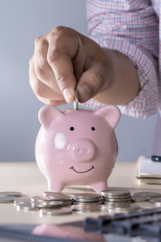 piggy bank and money