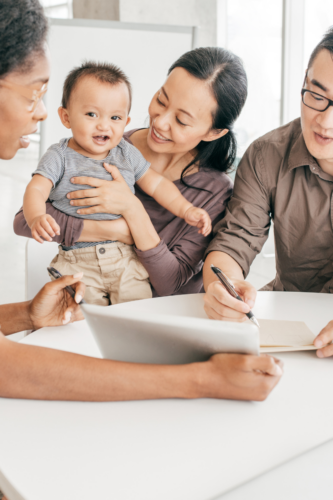 family signing up for life insurance