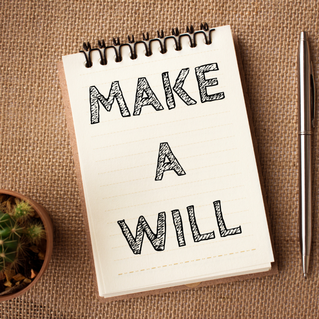 "make a will" on a tablet of paper
