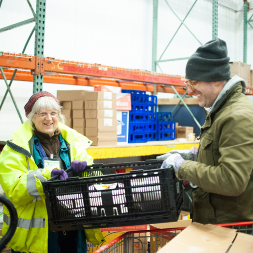 volunteers working in the cooler at Birch Community Services